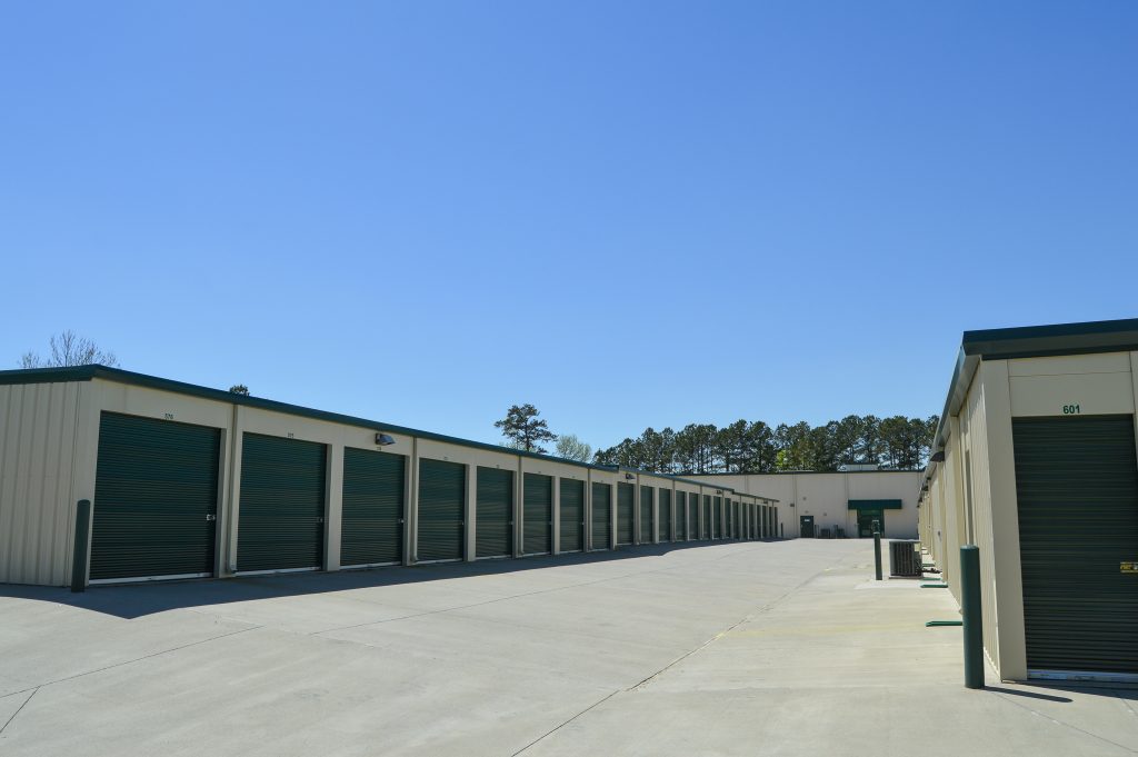 Outdoor storage units at Ample Storage Apex facility.